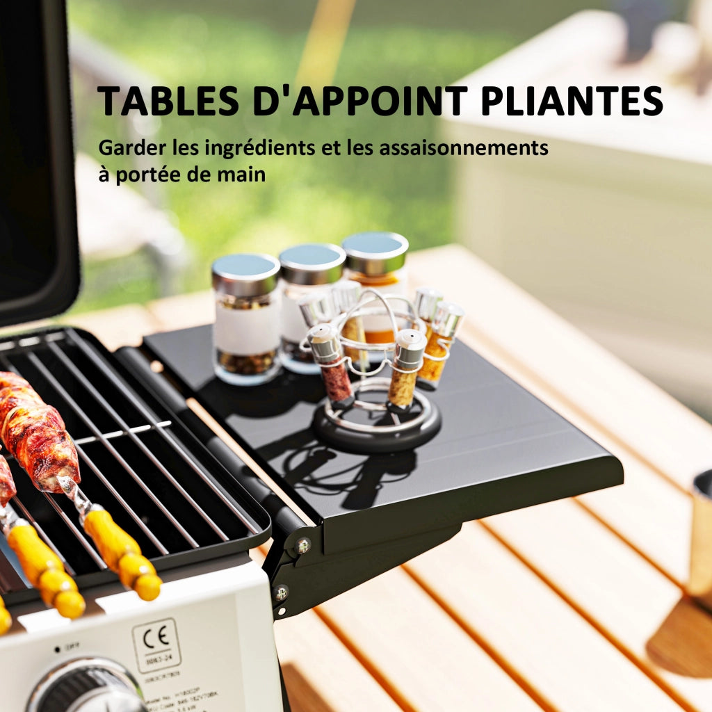Barbecue a gas da tavolo portatile ¨C zephmum ¨C 2 bruciatori 5.6KW, nero