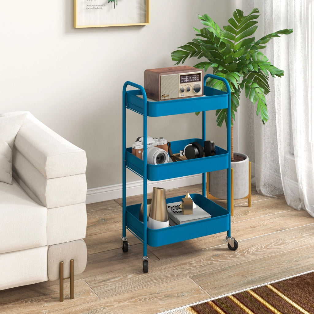 Carrello con 3 Cestini ¨C Zephmum ¨C Acciaio Grigio 45x30.6x79 cm