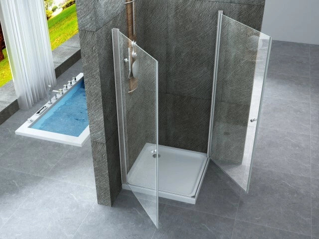 Box doccia in Cristallo 8 mm 2 porte Battenti Trasparente - Misura: 80x90 xh195 
