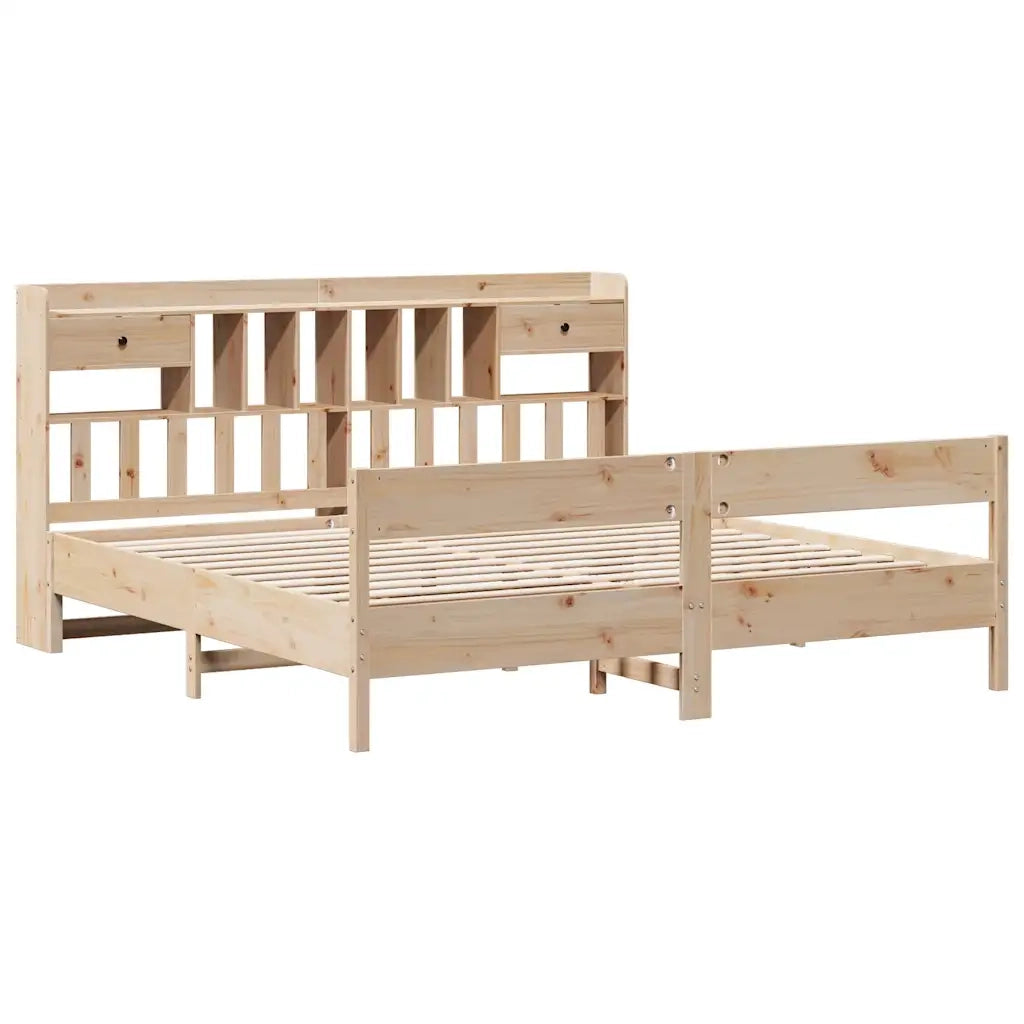 Letto matrimoniale | Letto per adulti | Letto Libreria senza Materasso 180x200 cm in Legno di Pino