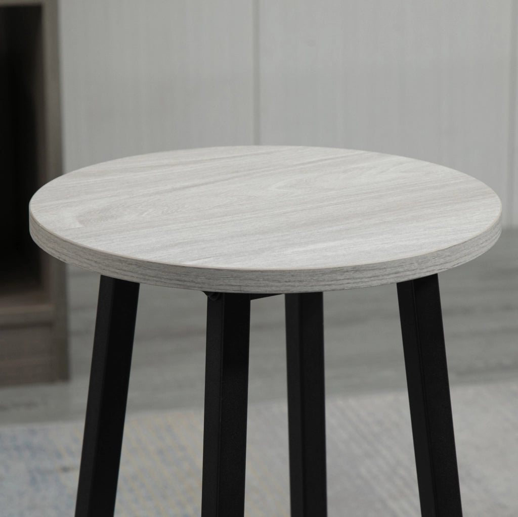 Set bar 6 pezzi con 2 tavoli e 4 sgabelli salvaspazio in legno e acciaio grigio