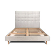 Letto 140x190 cm con testata imbottita - tessuto bouclé