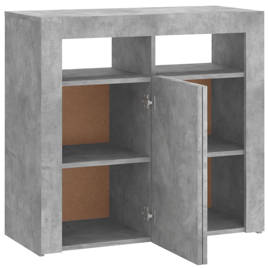 Buffet credenza cassettiera armadio mobile contenitore organizer per cucina soggiorno salotto con luci LED 80 x 35 x 75 cm grigio 02_0030006