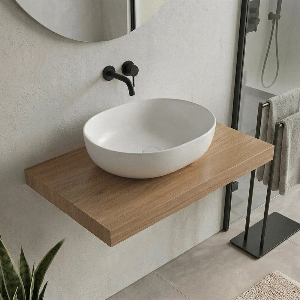 Mensolone bagno 100 cm in legno effetto rovere naturale Levia