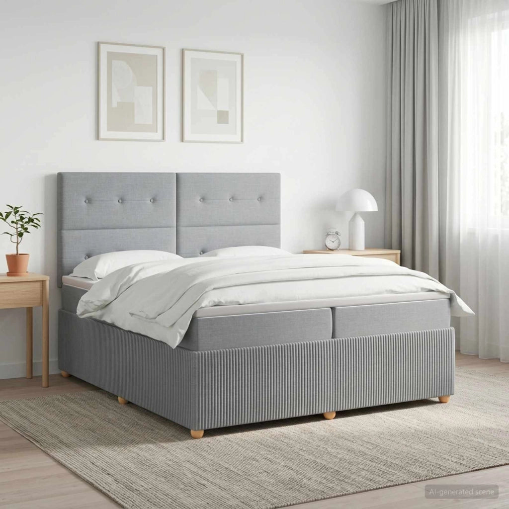 Letto box spring con materasso Grigio Chiaro 200 x 200 cm 3454473