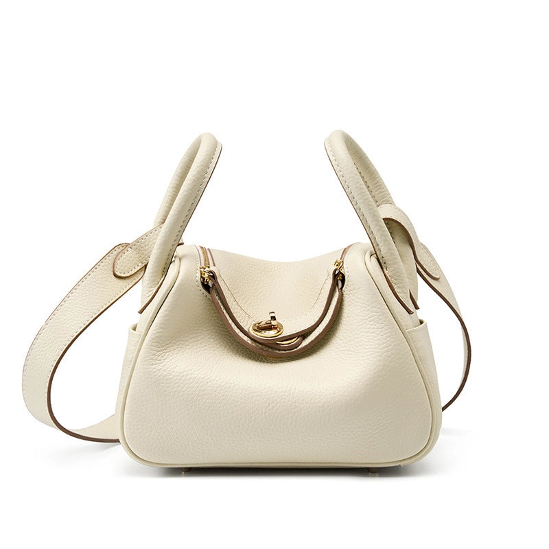 Mini borsa a tracolla Lindy in vera pelle, piccola borsa bianca