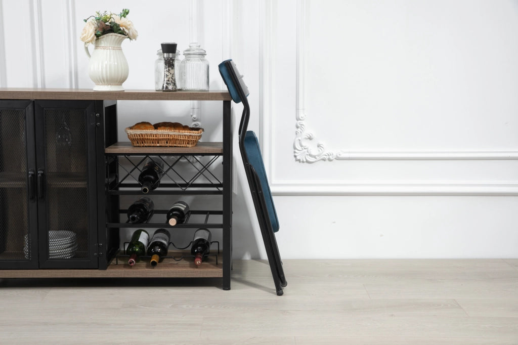 Set di 2 sedie pieghevoli imbottite blu in acciaio