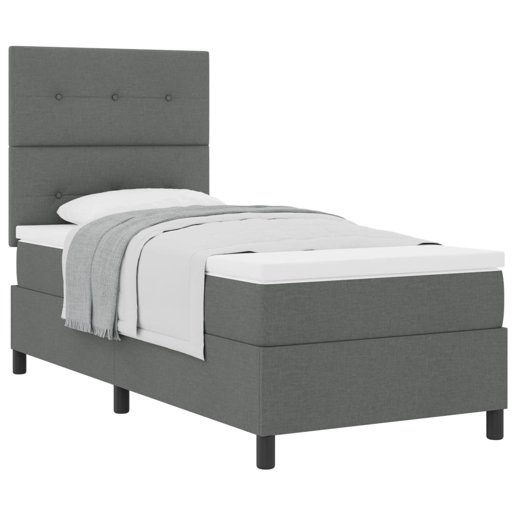 Letto a molle con materasso grigio scuro 80x200 cm tessuto