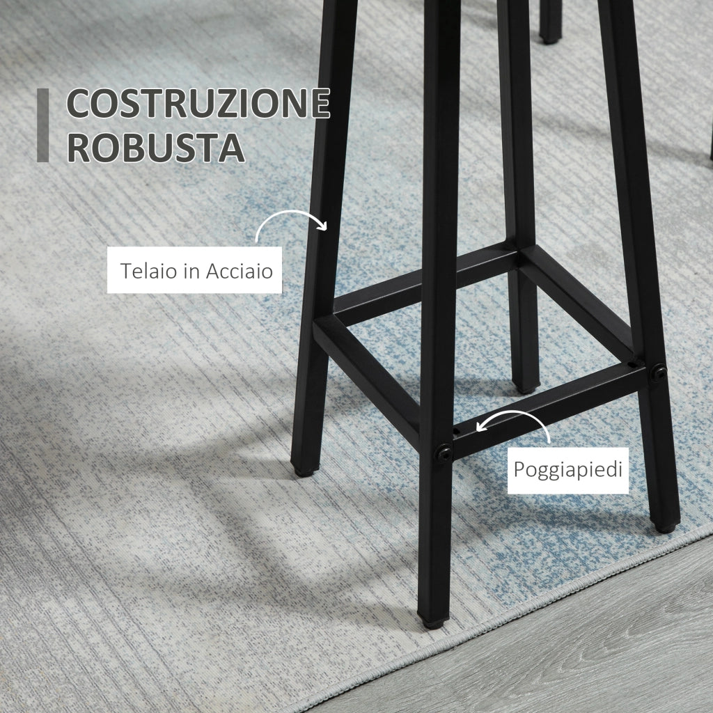 EasyComfort Set da Bar 6 Pezzi con 4 Sgabelli da Bar e 2 Tavoli Alti in Legno Truciolato e Acciaio per Cucina e Soggiorno, Grigio