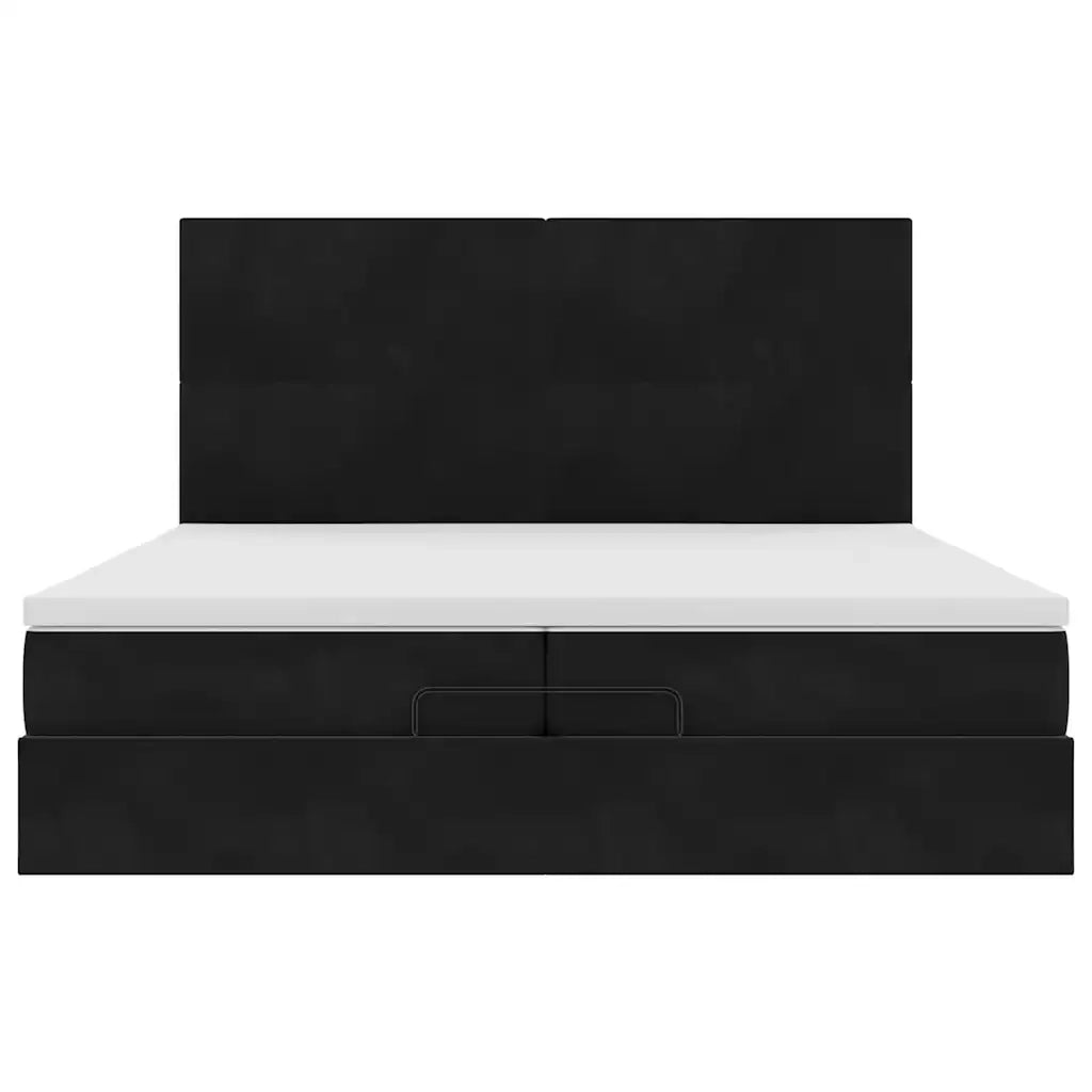 Struttura Letto Pouf con Materassi Nero 200x200 cm Velluto 3313423