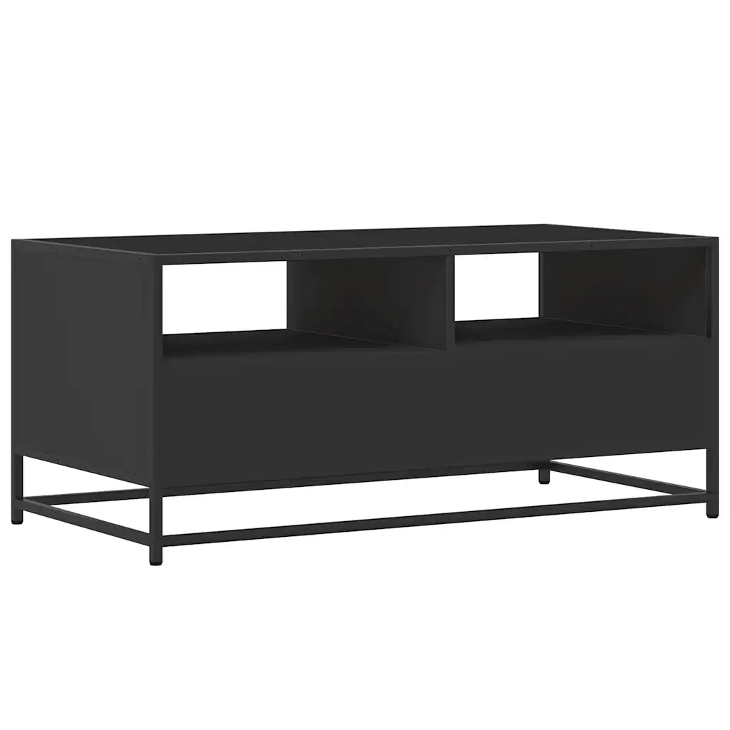 Tavolino Salotto Nero 100x50x45 cm Legno Multistrato e Metallo
