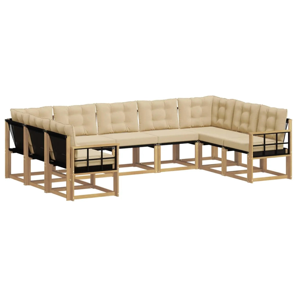 Set di divani da esterno 9 pz Bianco e Beige 3389867
