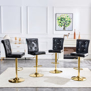 Tabouret de bar con design effetto pelle di coccodrillo e bottoni decorativi in pvc nero 300 lb