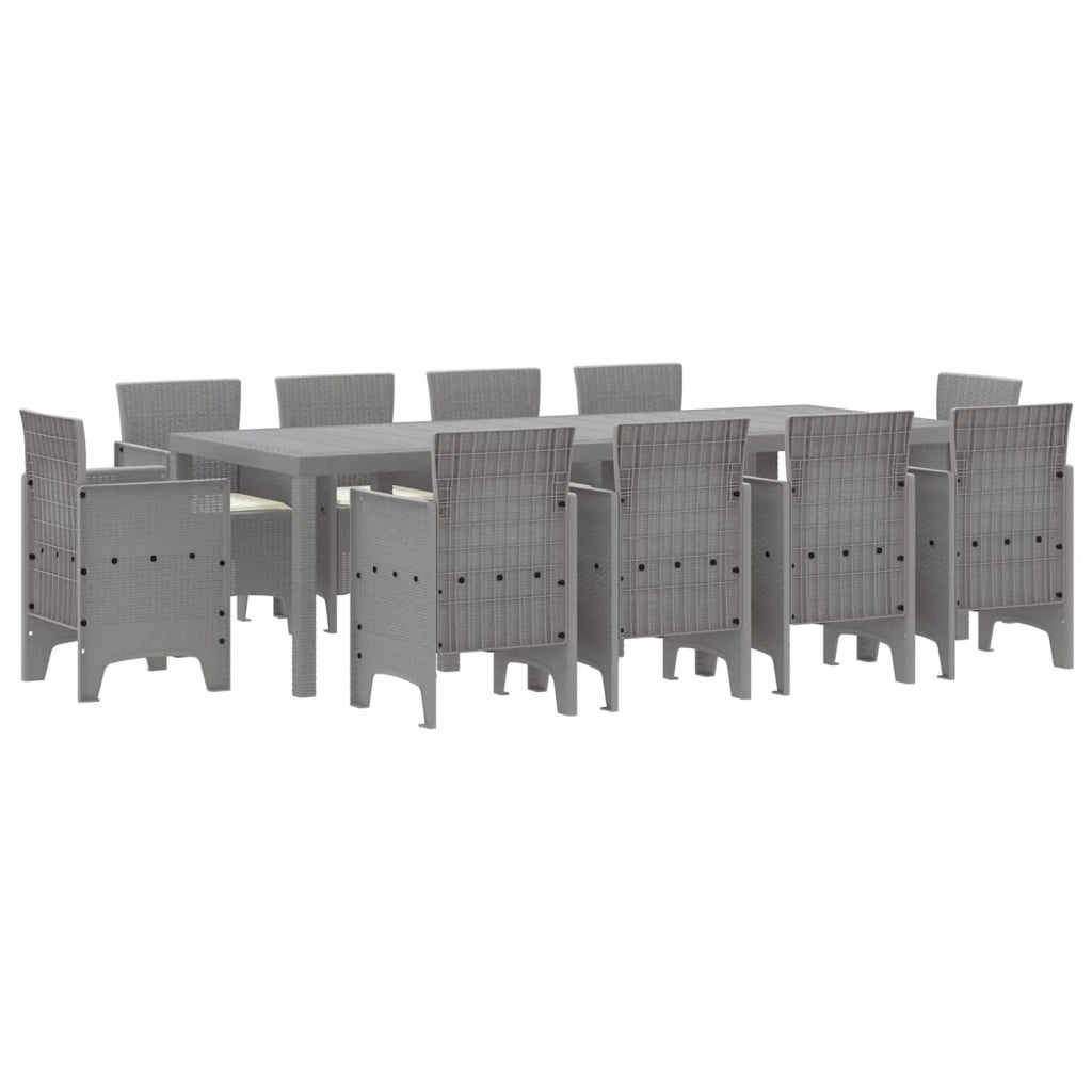Set da Pranzo per Giardino 11 pcs Grigio chiaro Polipropilene