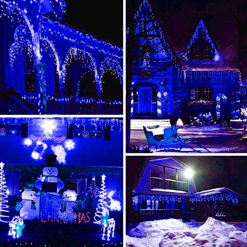 Tenda luminosa Luce Natale da esterno 380 led Blu e Bianco 10 MT Prolungabili