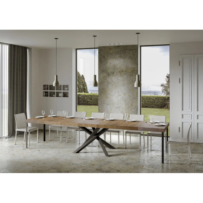Tavolo allungabile 140/400x90 cm Volantis Premium telaio Antracite - Noce