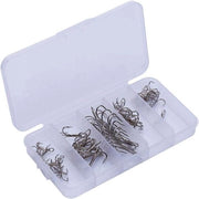 50 pezzi - scatola di punte di esca per pesca a spigola in acciaio di carbonio con curvatura rotonda a tre strati - misure 2, 4, 6, 8 - accessori per la pesca di alta qualità.