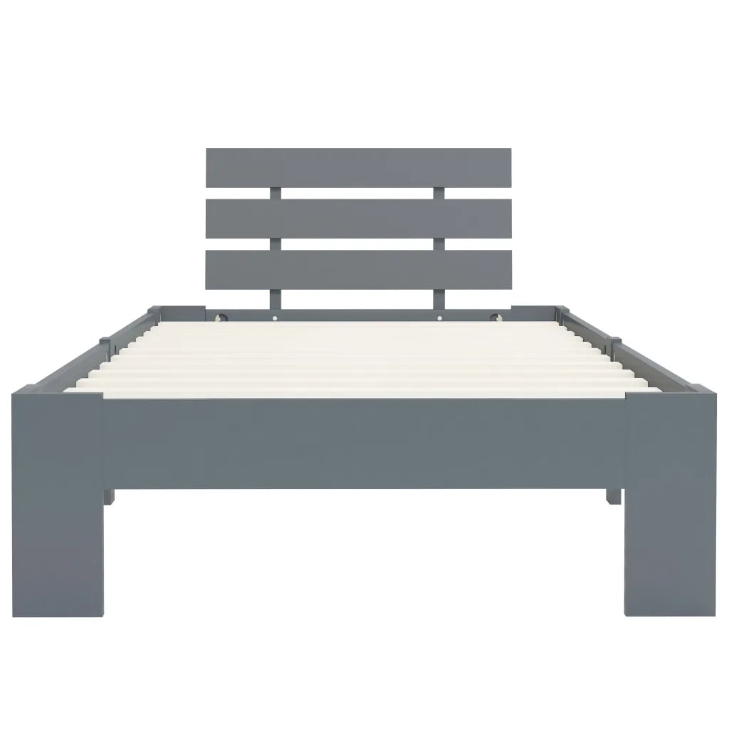 Letto singolo | Letto per adulti | Giroletto senza Materasso Grigio 90x200 cm in Legno di Pino