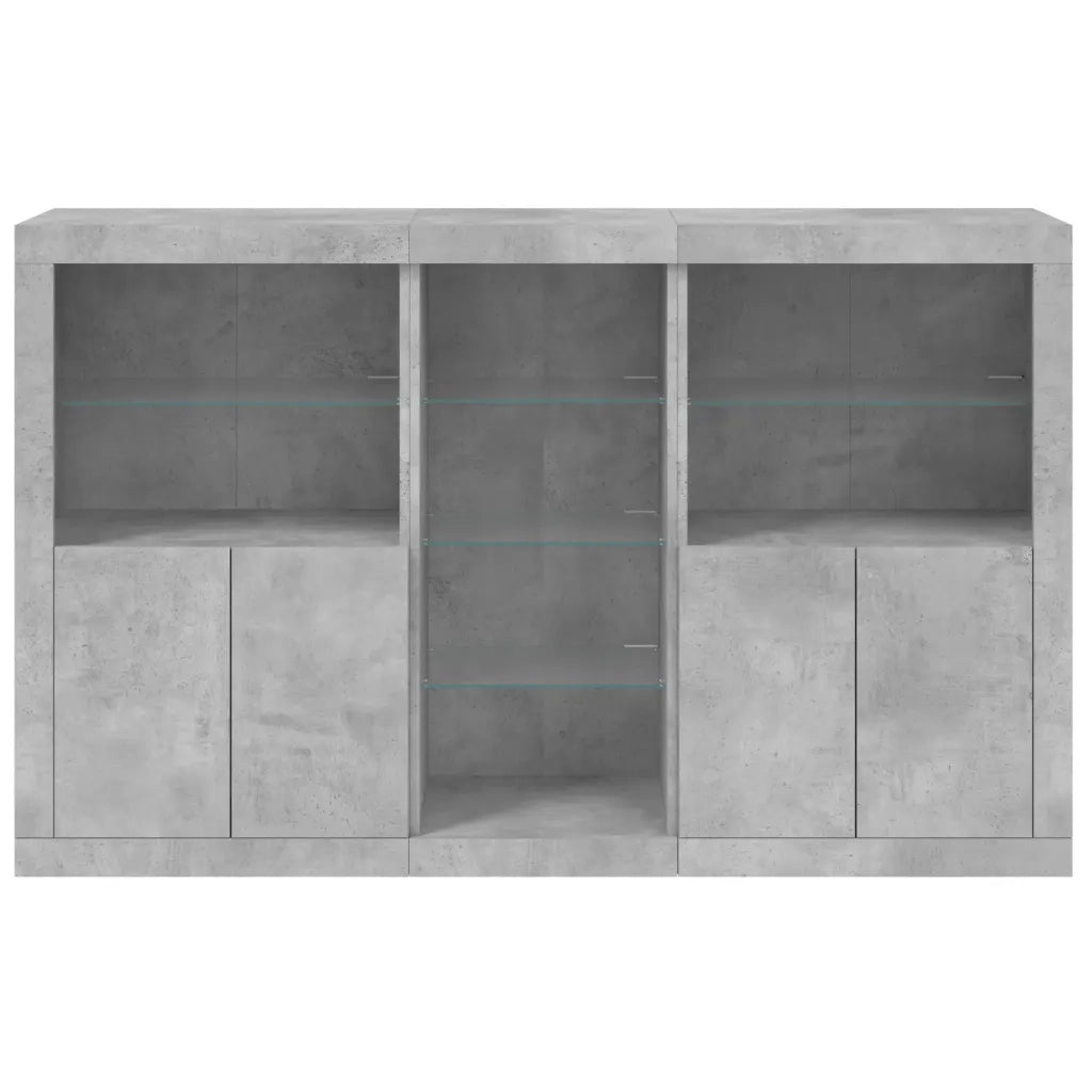 Credenza | Madia | Buffet da pranzo | Armadio da pranzo con Luci LED Grigio Cemento 162x37x100 cm