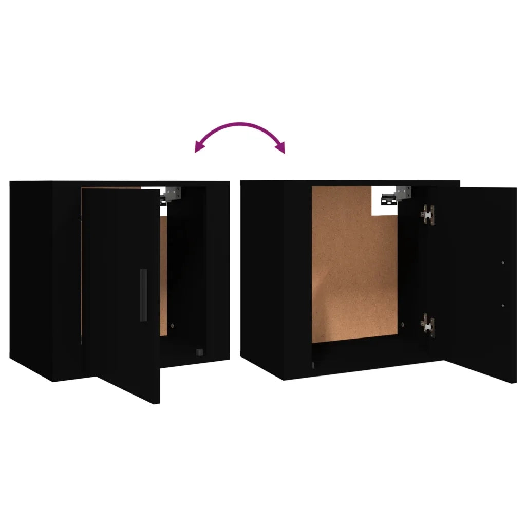 Set di 2 Comodini | Armadio da Notte | Mobiletto da notte a Muro Nero 50x30x47 cm
