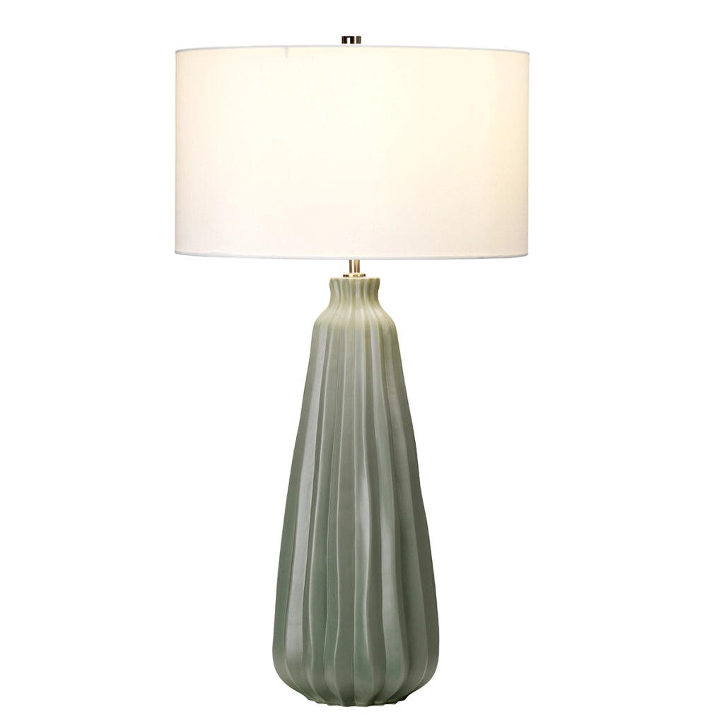 Lampada da tavolo ceramica verde salvia bianca 80cm E27 Elstead