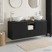 Set di Armadi da Bagno 3 pz Nero 129 x 41 x 80 cm