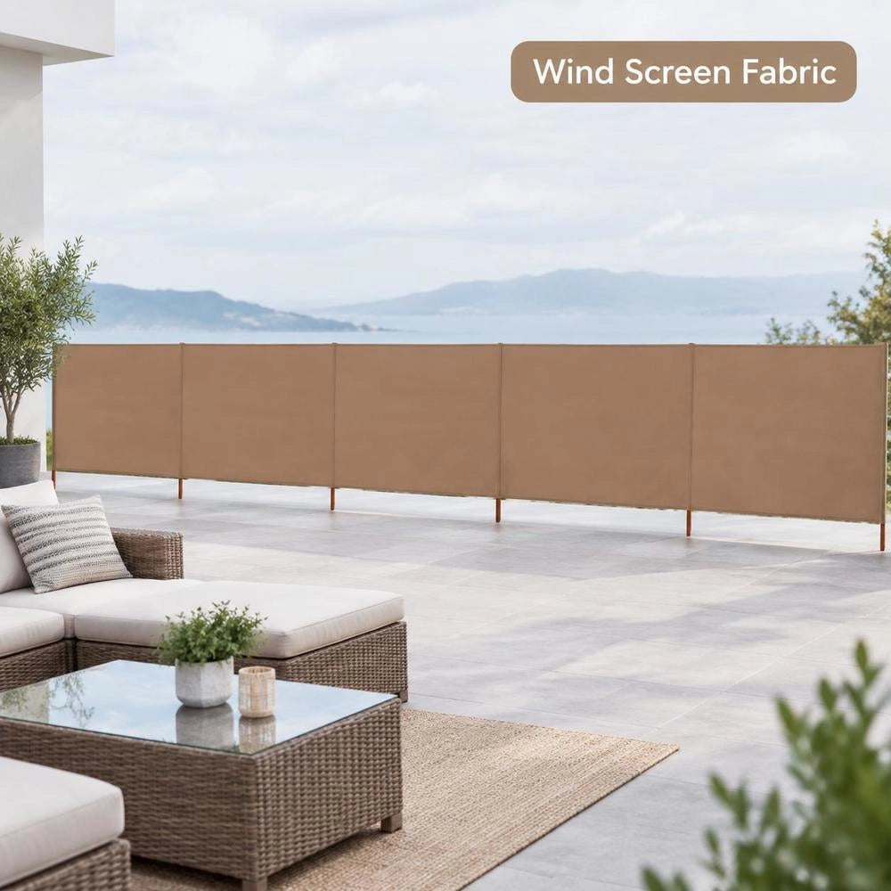 5-piece Windbreak Fabric 600 X 160 Cm Taupe