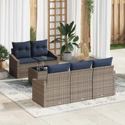Set di divani con cuscino 6 pcs Grigio e Blu Navy polyrattan 3355274