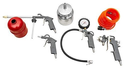 Zipper ZI-COMZUB5 Accessori per Compressore 5 Pezzi con Pistola Aria Tubo 3 m e Manometro colore Nero
