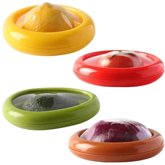 Contenitori di conservazione in silicone, 4 pezzi, contenitori per frutta in silicone, contenitore di conservazione antiossidante per frutta e alimenti, contenitori per frutta in silicone, contenitore per verdure, per frigorifero