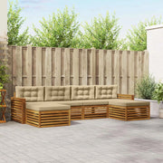 Set divani 6 pcs Naturale e Beige Legno di Acacia Massello 3373908