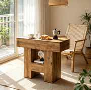 Tavolino laterale stretto a 2 ripiani in MDF marrone; 80 x 30 cm