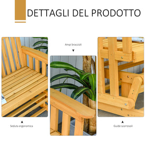 Panchina 2 Posti a Dondolo da Giardino 124x76x95 cm in  Legno