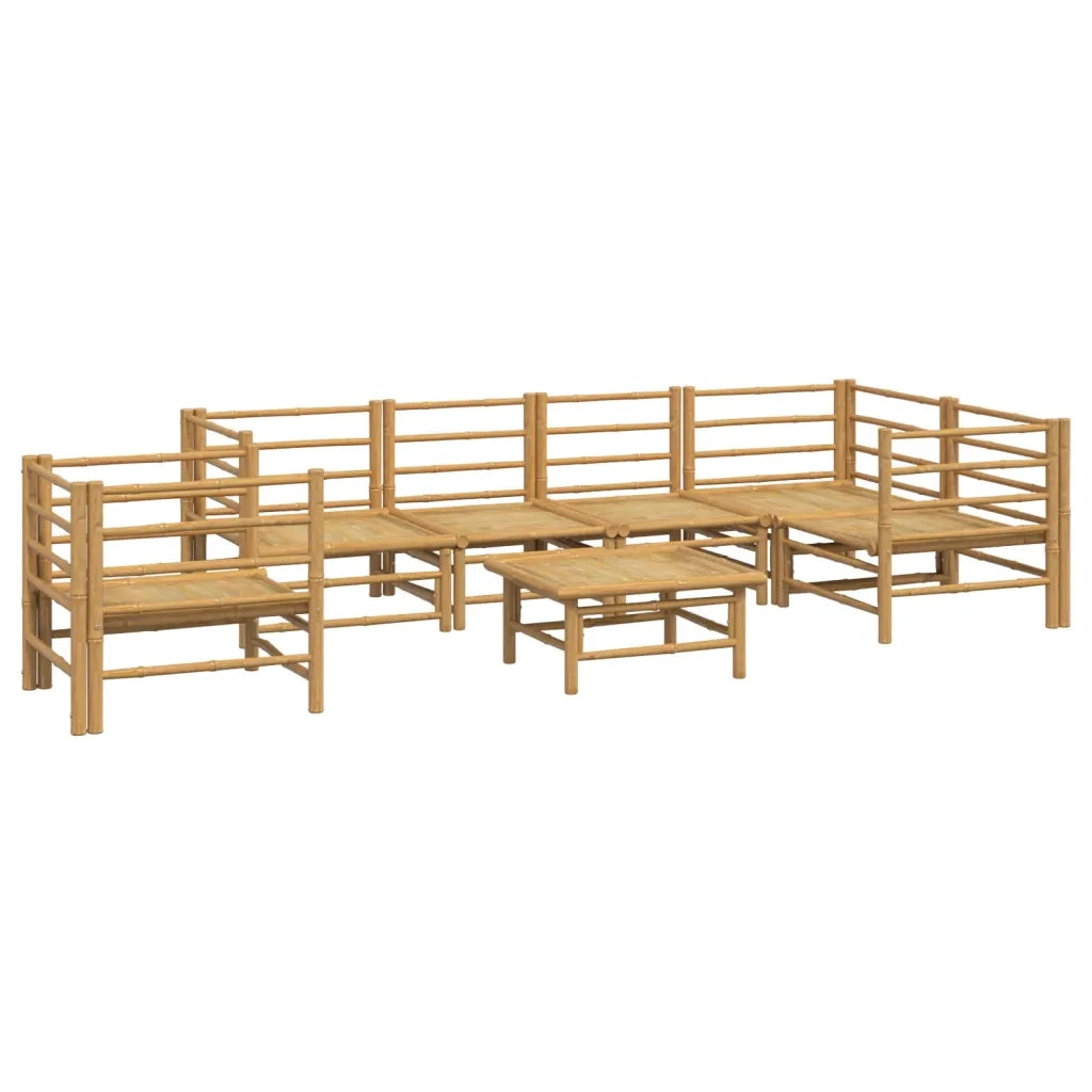 Set Salotto da Giardino 7pz con Cuscini Grigio Chiaro Bambù 3155109