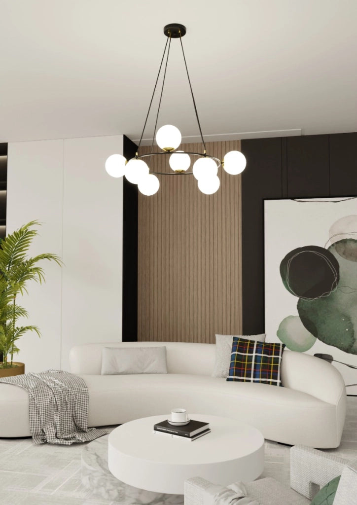 Lampadario sospeso Azura 8 luci nero opale Emibig 1295/8