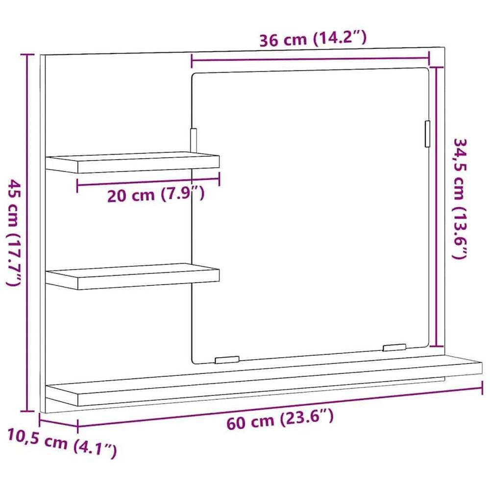 Bathroom Mirror Sonoma Oak 60x10.5x45 Cm Wood-based Material