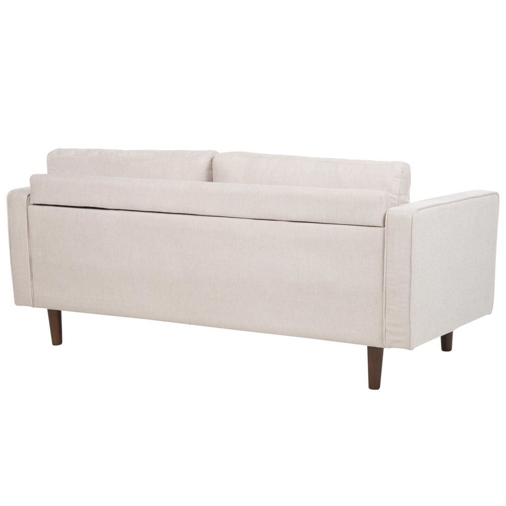 Divano 3 posti Imbottito in tessuto beige con schienale imbottito stile retrò soggiorno