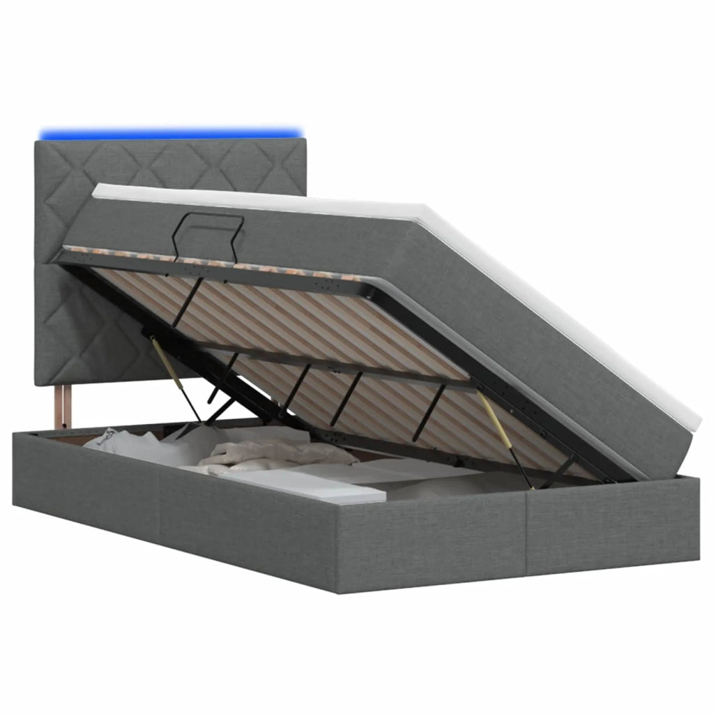 Letto con contenitore LED e materasso Grigio Scuro 120 x 200 cm 3460000