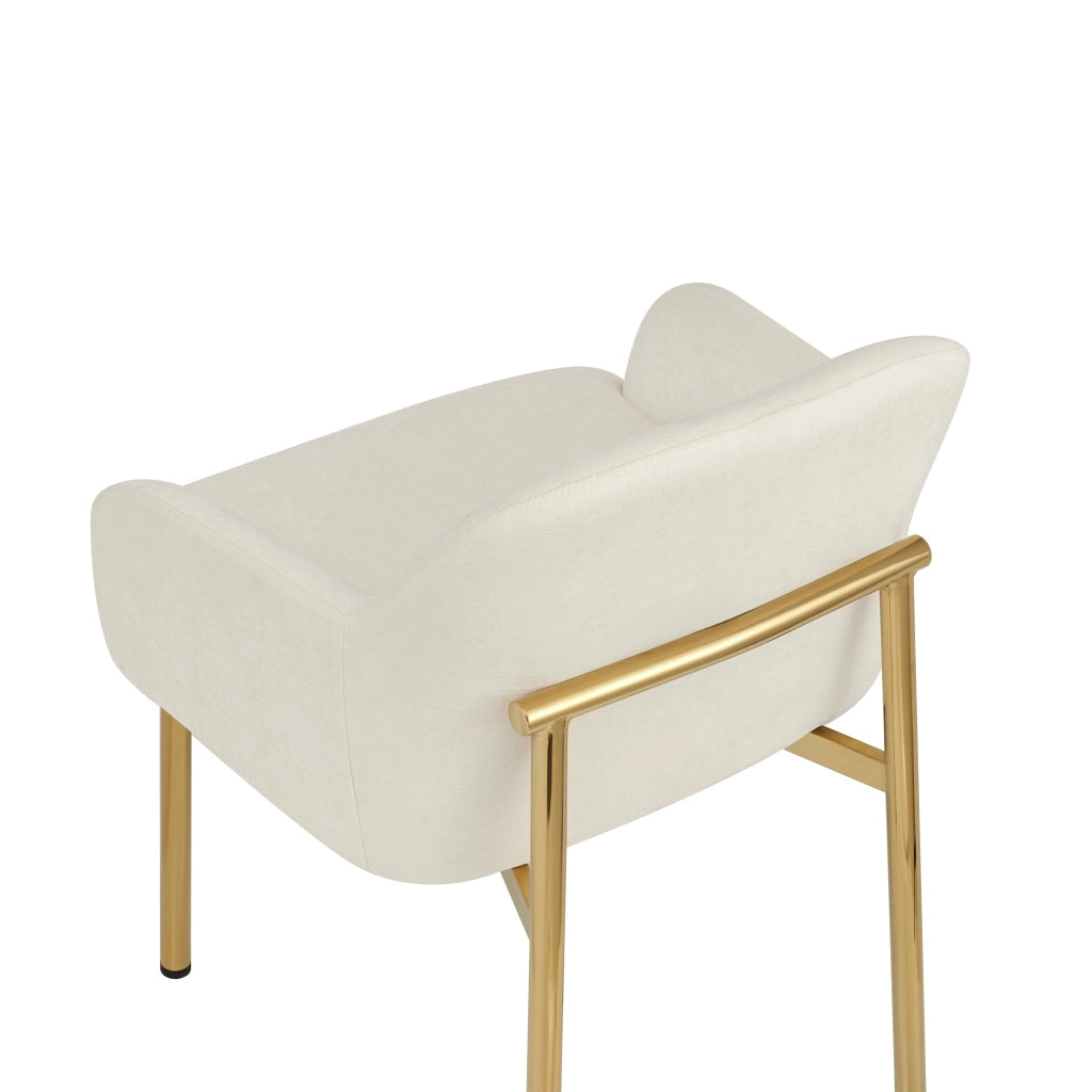 Set di 2 sedie da pranzo con braccioli, bianche, struttura in metallo e legno