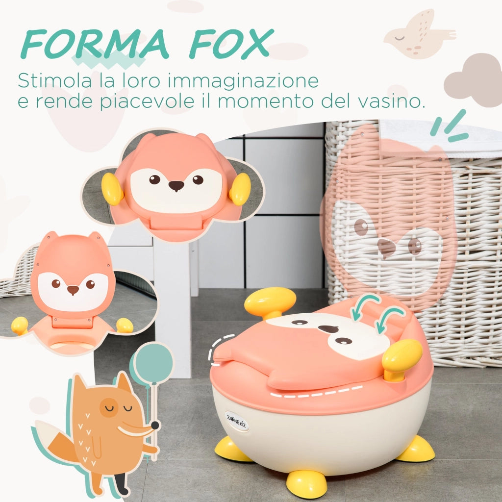 Vasino per Bambini 34,5x35x23 cm con Schienale Vaschetta Rimovibile e Braccioli Rosa