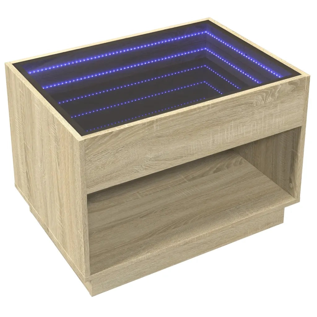 Tavolino da Salotto con LED Infinity Rovere Sonoma 70x50x50 cm