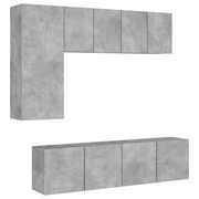 Mobili TV a Muro con LED 5pz | Armadietto TV | Mobile Porta TV Grigio Cemento Legno Multistrato