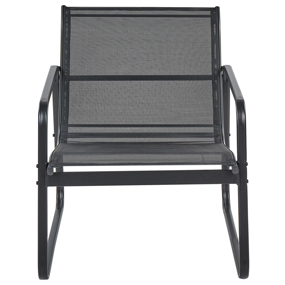 Set di divani da giardino in metallo nero 4 posti con tavolo stile moderno