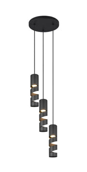 Lampadario moderno tondo nero 3xGU10 spirale Trio Stream