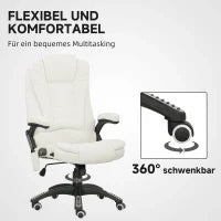 Sedia da Ufficio Ergonomica con Funzione Massaggio, 68 x 72 x 110–120 cm, Crema