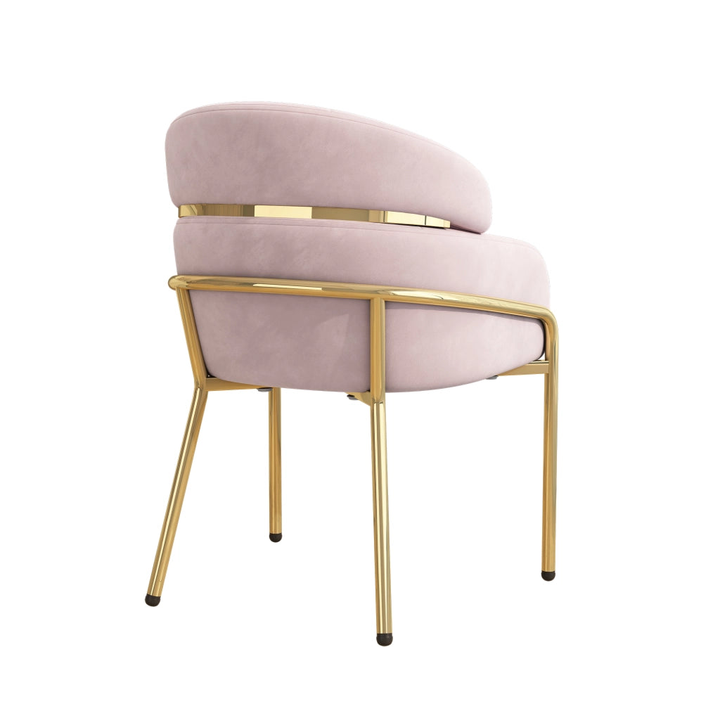 Sedia da pranzo in velluto rosa con gambe in metallo, stile moderno per soggiorno e camera da letto
