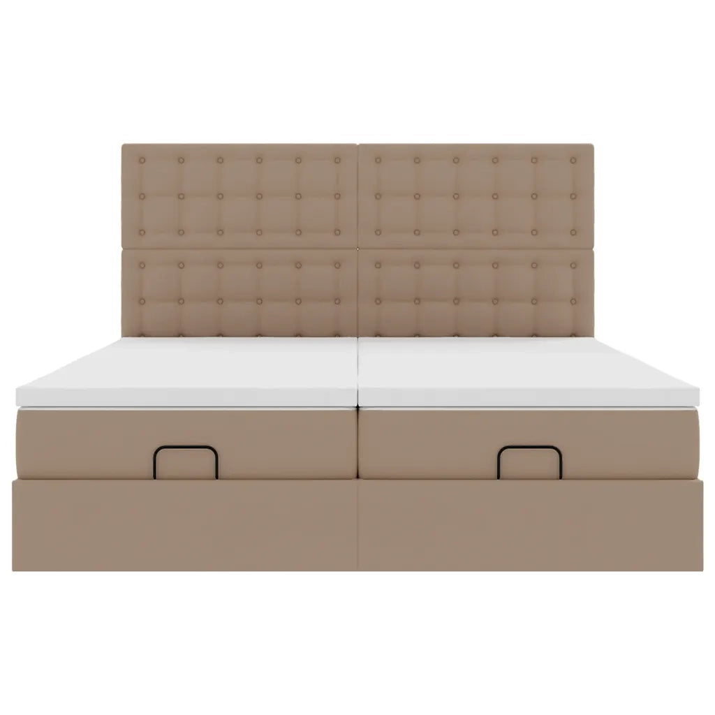 Pouf Letto con Materassi e LED Cappuccino 180x200cm Similpelle 3314507