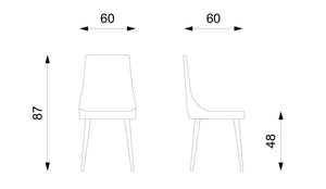 Set 4 Sedie 48x60xH87 cm in Microfibra Fox Grigio Scuro