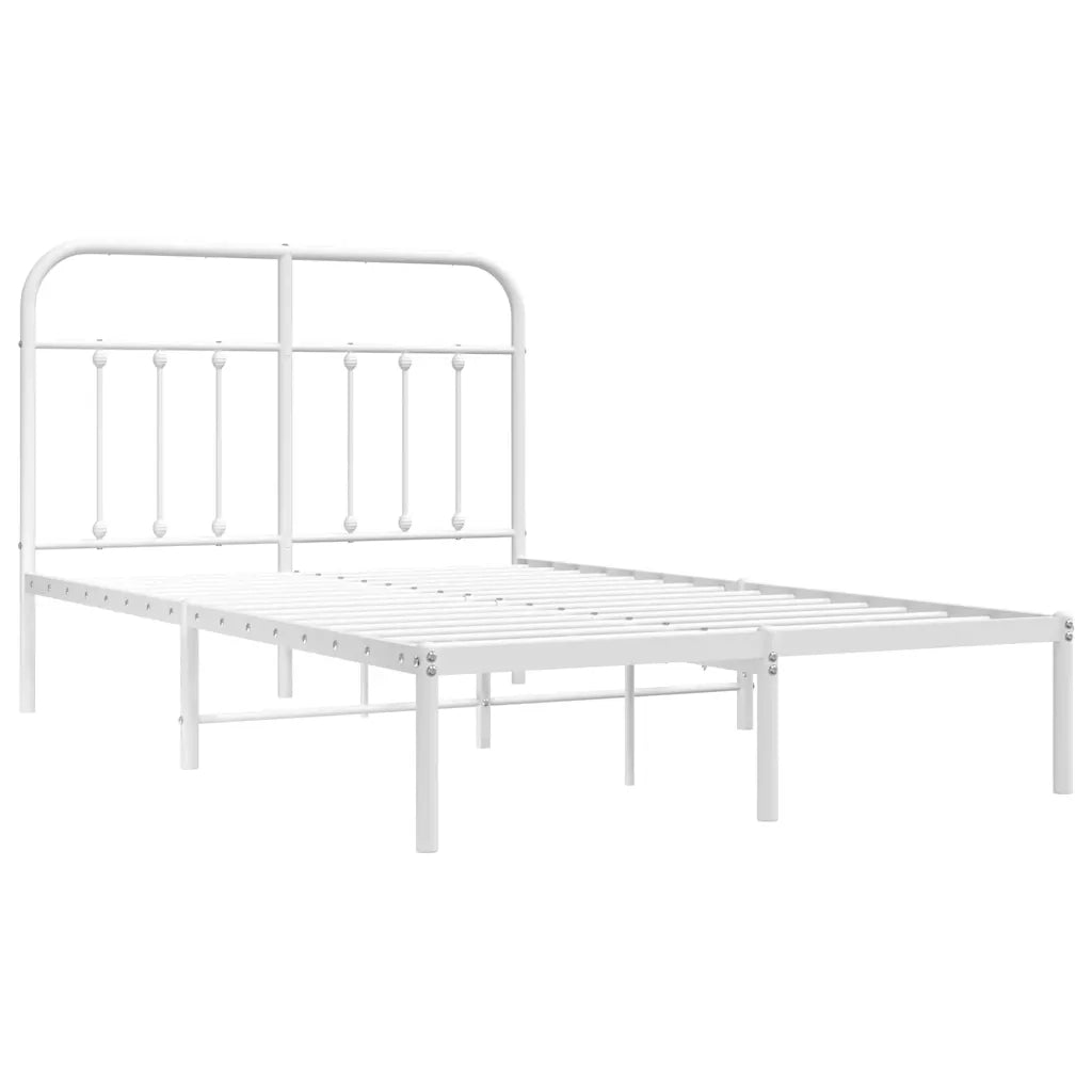 Giroletto con Testiera-Struttura Letto con testiera Metallo Bianco 120x190 cm 810641