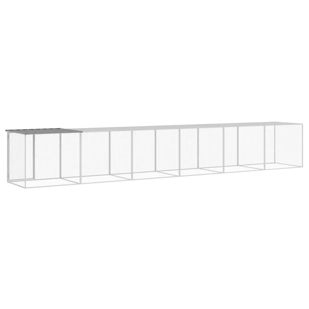 Gabbia Polli Tetto Grigio Chiaro 603x98x90 cm Acciaio Zincato 3189046